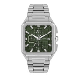 Quantum Erkek Kol Saati Kare Kasa Silver Metal Kordon Yeşil Kadran 5 ATM Paslanmaz Çelik