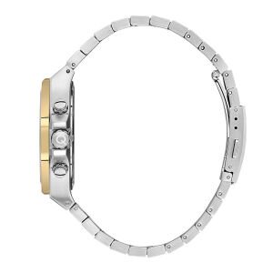 Quantum Erkek Kol Saati 44 MM Silver Metal Kordon Kronograf Mekanizma Gümüş Altın Kasa 10 ATM