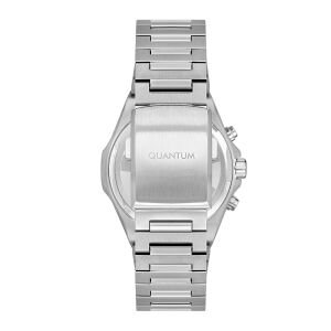 Quantum Erkek Kol Saati 44 MM Silver Metal Kordon Kronograf Mekanizma Gümüş Altın Kasa 10 ATM
