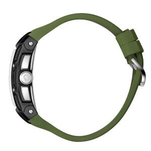 Quantum Erkek Kol Saati 43 MM Koyu Yeşil Silikon Kordon Siyah Kadran Kronograf Mekanizma 5 ATM