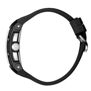 Quantum Erkek Kol Saati 43 MM Siyah Silikon Kordon Siyah Kadran Kronograf Mekanizma 5 ATM