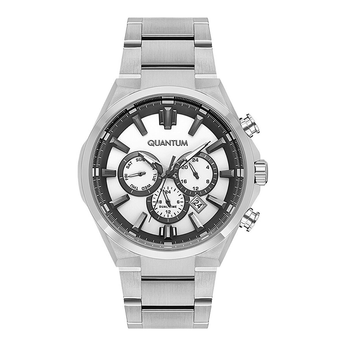 Quantum Erkek Kol Saati Beyaz Kadran Metal Kordon 10 ATM