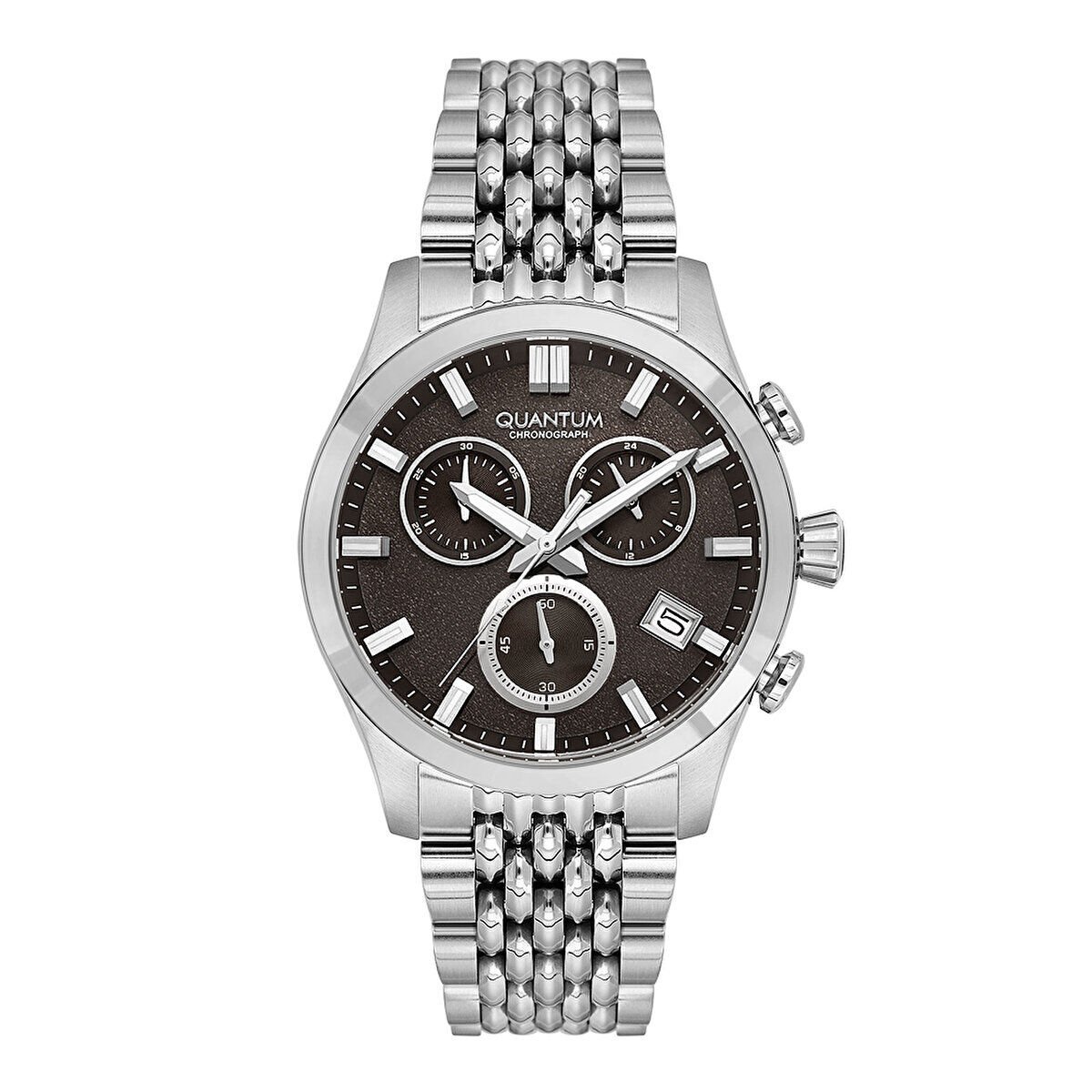 Quantum Erkek Kol Saati 43 MM Mineral Cam Metal Kordon 10 ATM