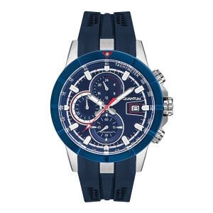 Quantum Erkek Kol Saati 47 MM Lacivert Silikon Kordon Multifonksiyon Mekanizma Paslanmaz Çelik Silver/Gun Kasa Su Geçirmez