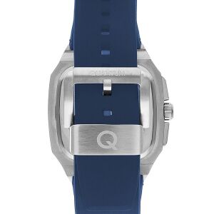 Quantum Erkek Kol Saati 44 MM Lacivert Silikon Kordon Chronograph Mekanizma Safir Cam Paslanmaz Çelik Gümüş/Mavi Kasa 10 ATM