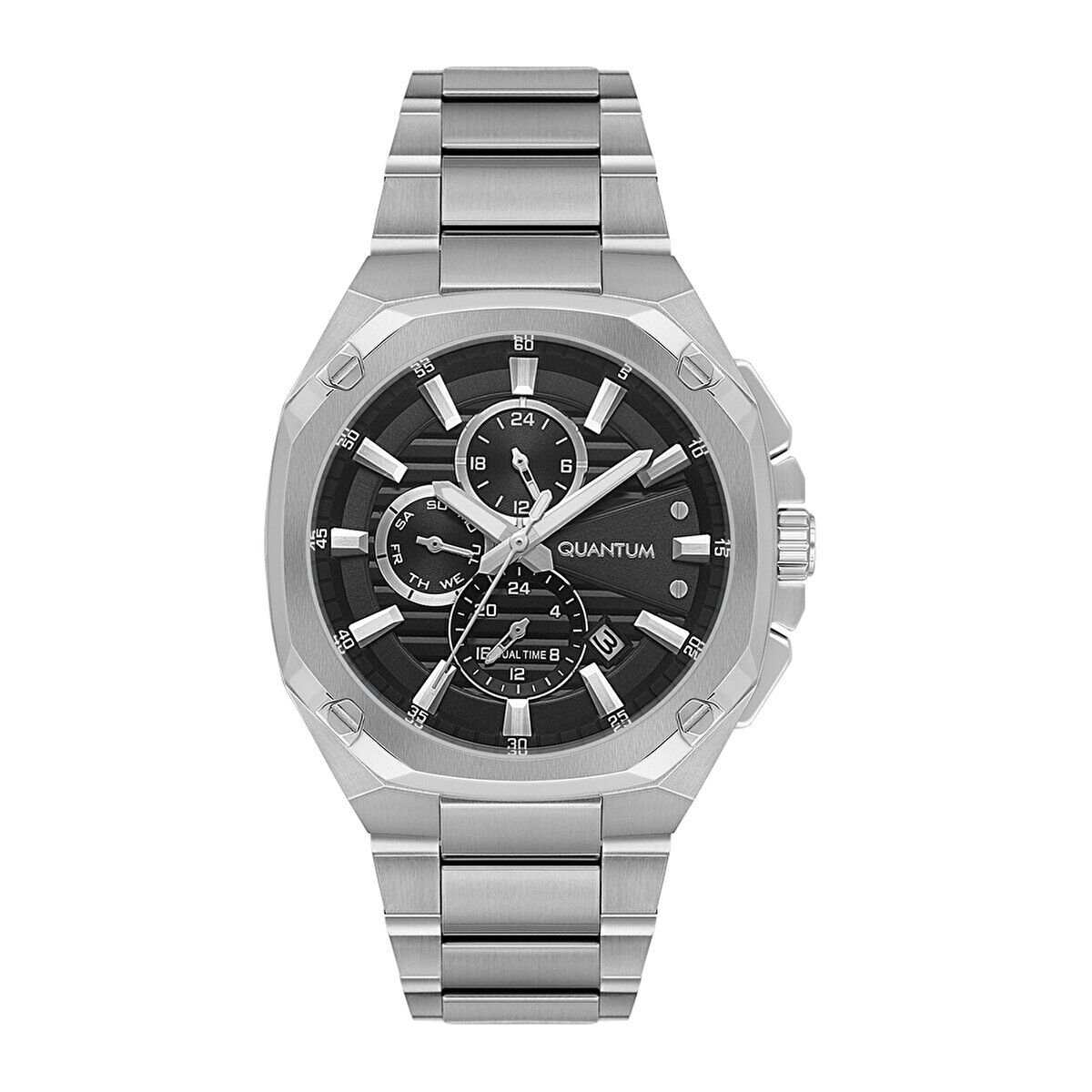 Quantum Erkek Kol Saati 42 MM Silver Kordon Paslanmaz Çelik Kasa Silver Kadran Su Geçirmez