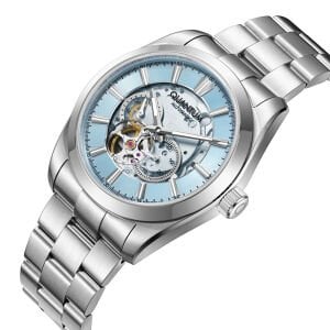 Quantum Otomatik Mekanizma Erkek Kol Saati 41 MM Mavi Kadran Paslanmaz Çelik Kordon 10 ATM