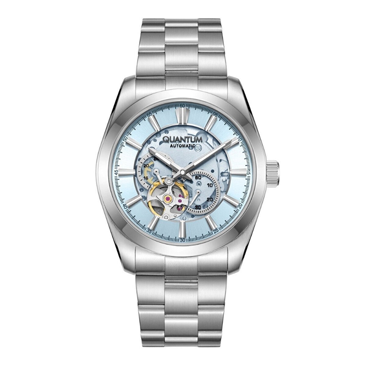 Quantum Otomatik Mekanizma Erkek Kol Saati 41 MM Mavi Kadran Paslanmaz Çelik Kordon 10 ATM