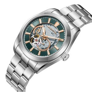 Quantum Erkek Kol Saati 41 MM Silver Kordon Safir Cam Otomatik Mekanizma Açık Yeşil Kadran 10 ATM