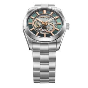 Quantum Erkek Kol Saati 41 MM Silver Kordon Safir Cam Otomatik Mekanizma Açık Yeşil Kadran 10 ATM