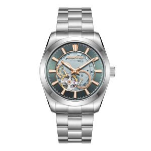Quantum Erkek Kol Saati 41 MM Silver Kordon Safir Cam Otomatik Mekanizma Açık Yeşil Kadran 10 ATM