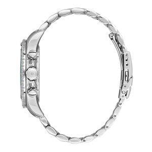 Quantum Erkek Kol Saati 44 MM Metal Kordon Kronograf Mekanizma Gümüş & Yeşil Kadran Mavi Kaplamalı Cam 10 ATM