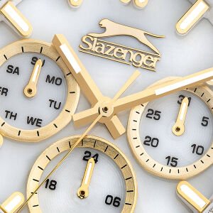 Slazenger Kadın Kol Saati 36 MM – Beyaz Kadran, Altın Kordon, 3 ATM