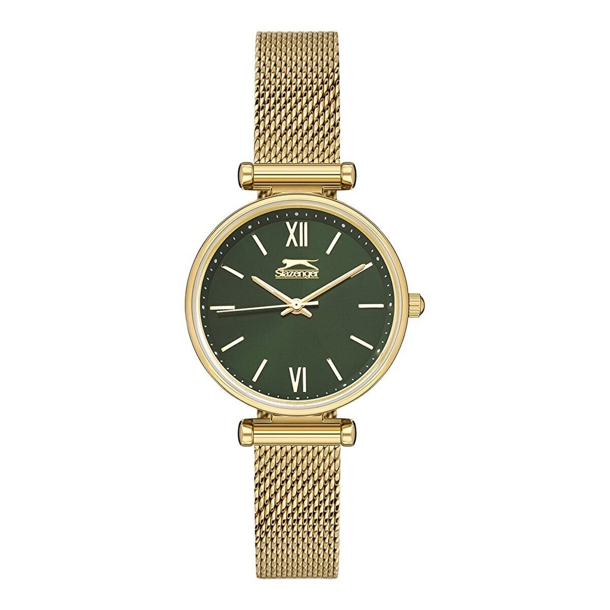 Slazenger Kadın Kol Saati 31 MM – Yeşil Kadran, Altın Kordon, 3 ATM
