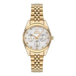 Slazenger Kadın Kol Saati 34 MM – Silver Kadran, Altın Kordon, 3 ATM