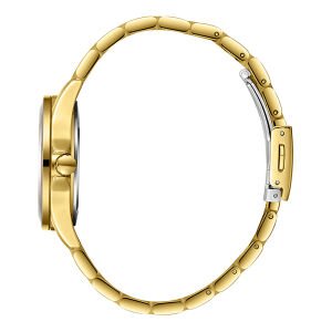 Slazenger Kadın Kol Saati Gold Çelik Kordon Beyaz Taşlı Kadran Mineral Cam Paslanmaz Çelik Kasa 5 ATM