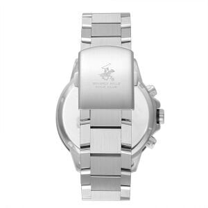 Beverly Hills Polo Club Erkek Kol Saati Gümüş Çelik Kordon Lacivert Kadran Seramik Safir Kaplamalı Cam Multifonksiyon 10 ATM 42 MM