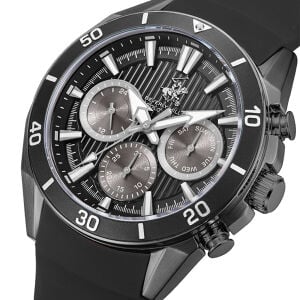 Beverly Hılls Polo Club Erkek Kol Saati 42.5 mm Siyah Silikon Kordon Multifonksiyonel 10 ATM
