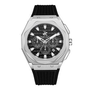 Beverly Hills Polo Club Erkek Kol Saati Siyah Silikon Kordon Silver & Siyah Kadran Seramik Safir Kaplamalı Cam 10ATM 45 MM Su Geçirmez