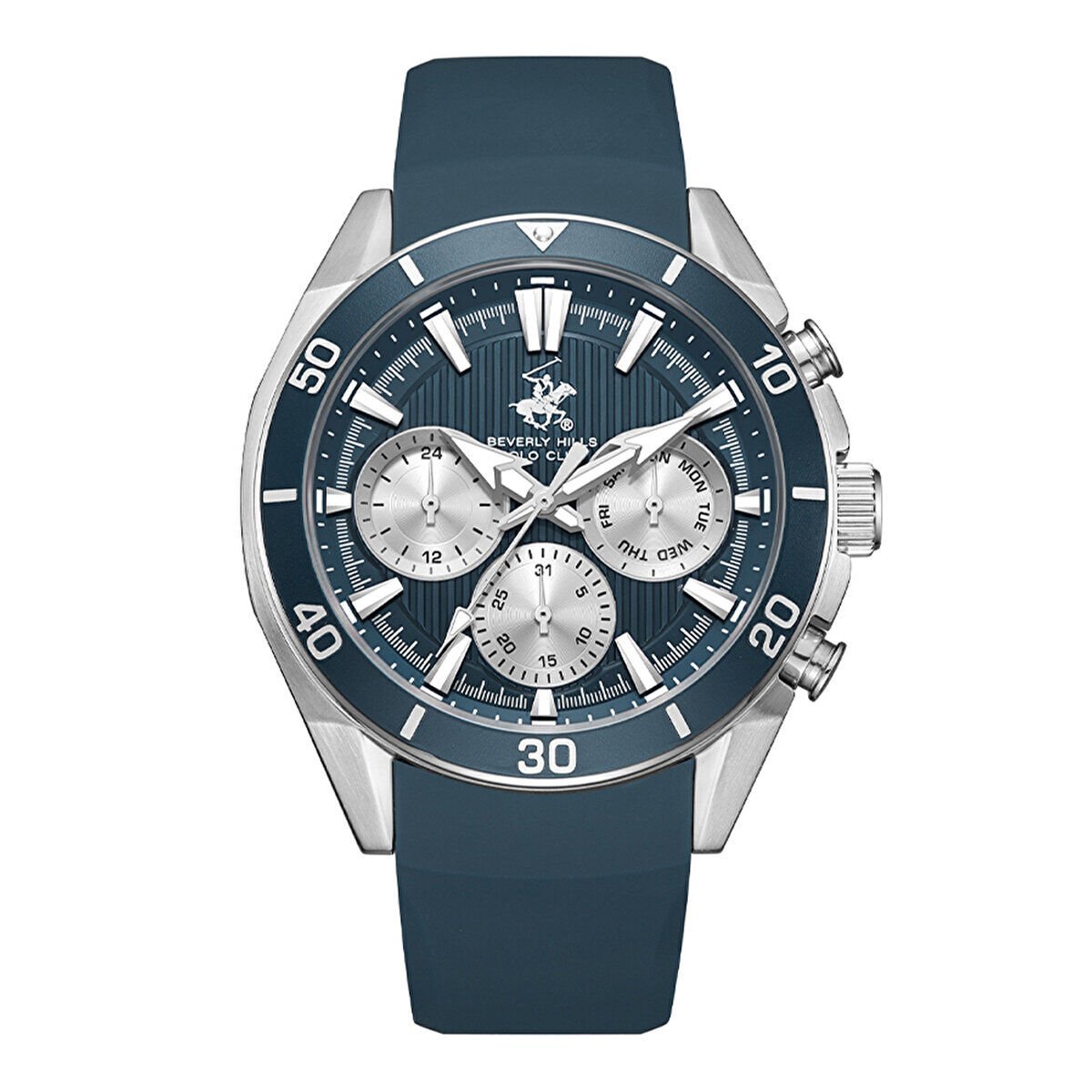 Beverly Hills Polo Club Erkek Kol Saati Koyu Gri Silikon Kordon Gümüş Gri Kadran Seramik Safir Kaplamalı Cam 42 MM 10 ATM Multifonksiyon Mekanizma