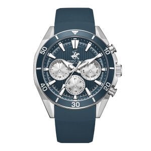 Beverly Hills Polo Club Erkek Kol Saati Koyu Gri Silikon Kordon Gümüş Gri Kadran Seramik Safir Kaplamalı Cam 42 MM 10 ATM Multifonksiyon Mekanizma