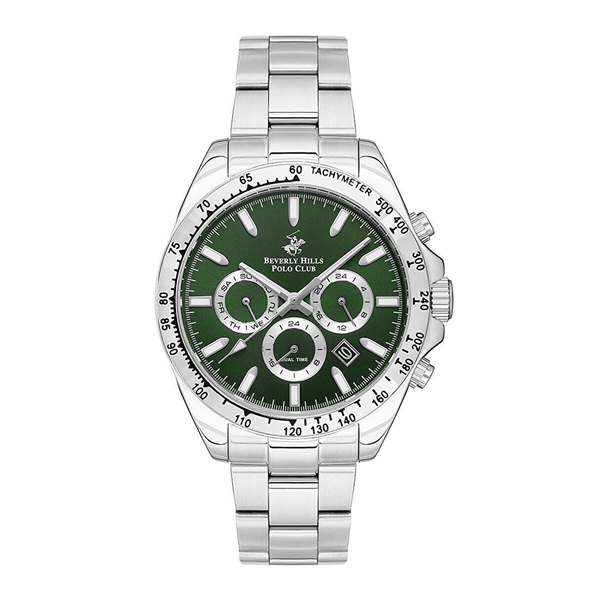 Beverly Hills Polo Club Erkek Kol Saati 42 MM Metal Kordon Yeşil Kadran 10 ATM