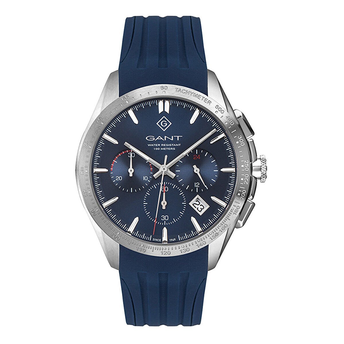 Gant Erkek Kol Saati Lacivert Silikon Kordon Lacivert Kadran 44 MM Paslanmaz Çelik Kasa Mineral Cam 10 ATM