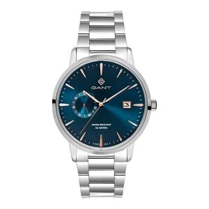 Gant Erkek Kol Saati Çelik Kordon Koyu Mavi Kadran 43 MM Paslanmaz Çelik Kasa Mineral Cam 5 ATM