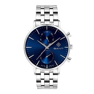 Gant Erkek Kol Saati Çelik Kordon Lacivert Kadran 43.5 MM Paslanmaz Çelik Multifonksiyon Mineral Cam 5 ATM