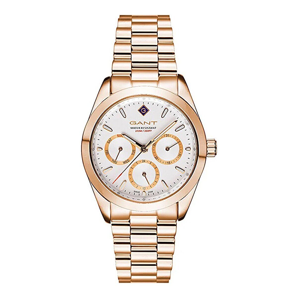 Gant Kadın Kol Saati Rose Gold Kordon Beyaz Kadran 38 MM 10 ATM Su Geçirmez