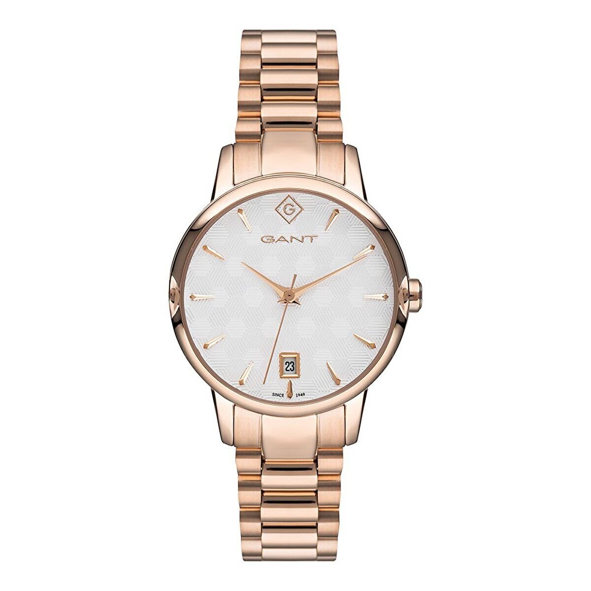 Gant Kadın Kol Saati 35 MM Beyaz Kadran Rose Gold Kordon Mineral Cam 5 ATM