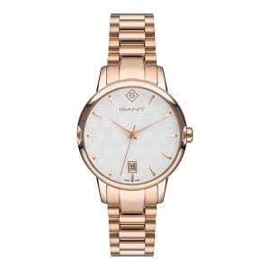 Gant Kadın Kol Saati 35 MM Beyaz Kadran Rose Gold Kordon Mineral Cam 5 ATM