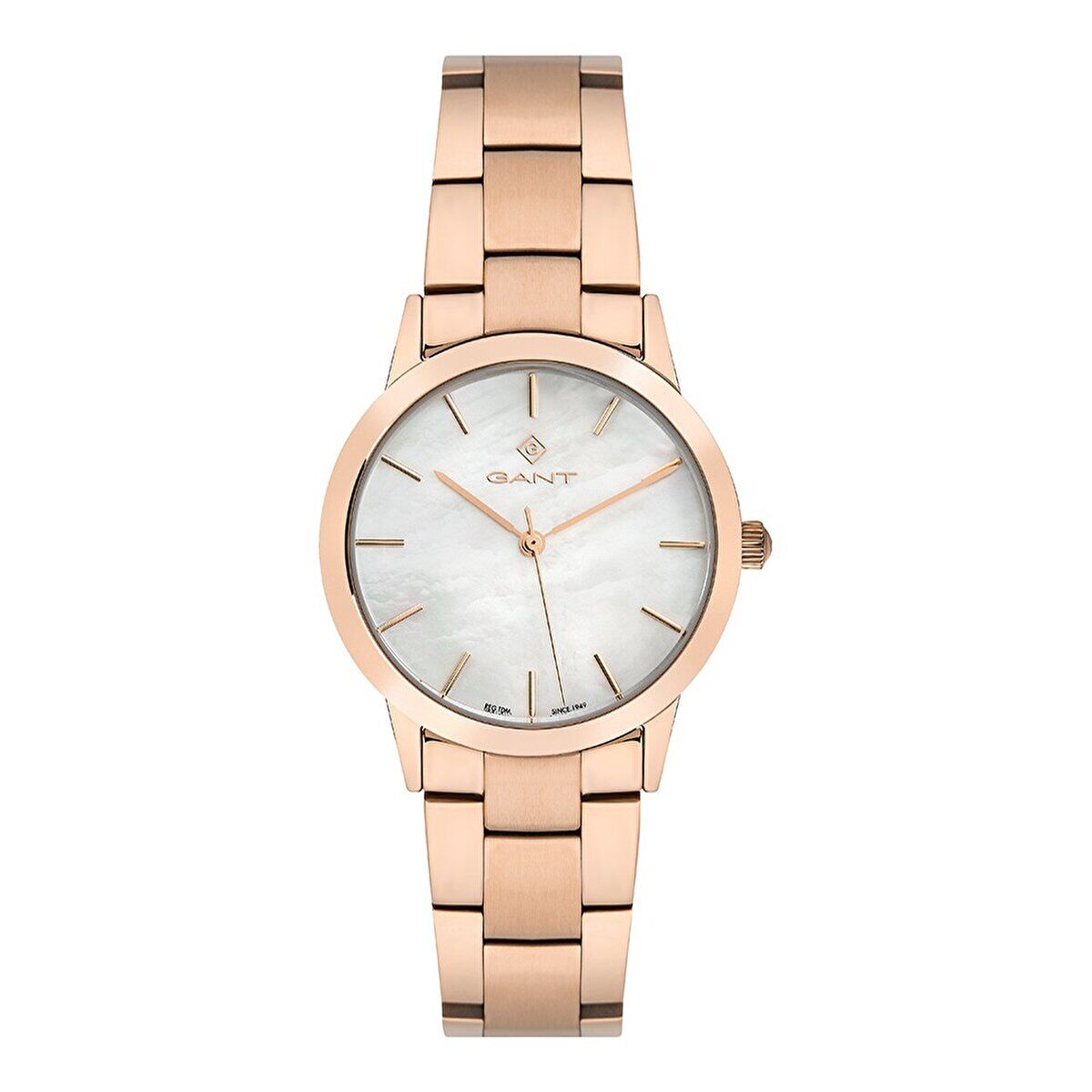 Gant Kadın Kol Saati 34 MM Beyaz Kadran Rose Gold Kordon Mineral Cam 5 ATM
