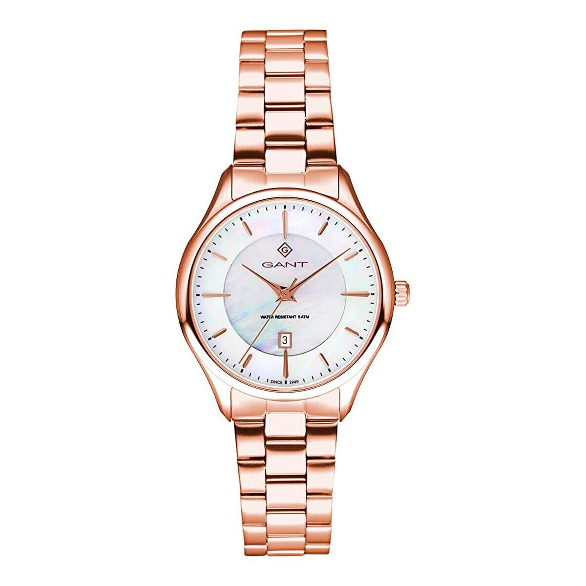 Gant Kadın Kol Saati Rose Gold Kordon Beyaz Kadran 33 MM Paslanmaz Çelik Mineral Cam 5 ATM
