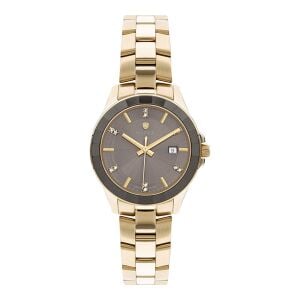 Wainer Kadın Kol Saati 33 MM Taşlı Bronz Kadran Altın Kordon 5 ATM