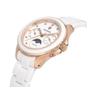 Wainer Kadın Kol Saati 34 MM Beyaz Kadran Beyaz Kordon Seramik Cam 5 ATM