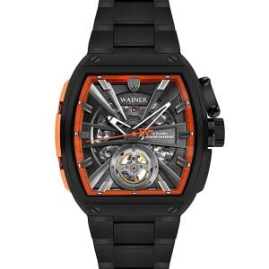 Wainer Otomatik Erkek Kol Saati 43 MM Safir Cam Metal ve Silikon Kordon Hediyeli 3 ATM