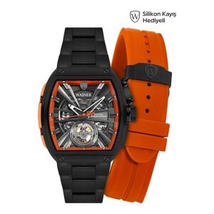Wainer Otomatik Erkek Kol Saati 43 MM Safir Cam Metal ve Silikon Kordon Hediyeli 3 ATM
