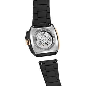 Wainer Otomatik Erkek Kol Saati 43 MM Safir Cam Siyah Metal ve Silikon Kordon Hediyeli 3 ATM