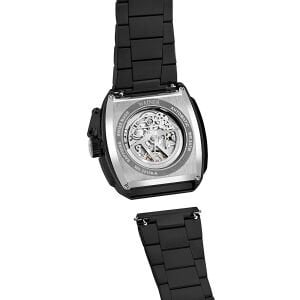 Wainer Otomatik Erkek Kol Saati 43 MM Safir Cam Siyah Metal ve Silikon Kordon Hediyeli 3 ATM