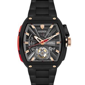 Wainer Otomatik Erkek Kol Saati 43 MM Safir Cam Metal ve Silikon Kordon Hediyeli 3 ATM