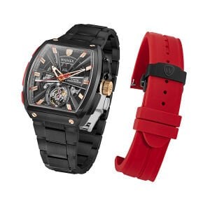 Wainer Otomatik Erkek Kol Saati 43 MM Safir Cam Metal ve Silikon Kordon Hediyeli 3 ATM