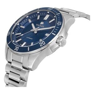 Wainer Otomatik Erkek Kol Saati 44 MM Mavi Kadran Metal Kordon 10 ATM