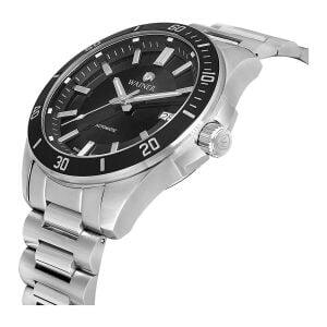 Wainer Otomatik Erkek Kol Saati 44 MM Siyah Kadran Metal Kordon 10 ATM
