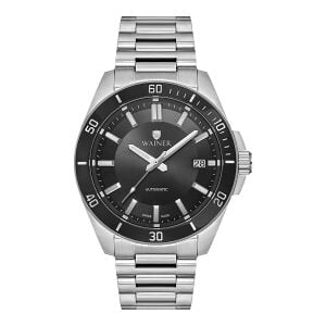 Wainer Otomatik Erkek Kol Saati 44 MM Siyah Kadran Metal Kordon 10 ATM