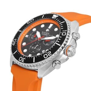 Wainer Erkek Kol Saati 44 MM Turuncu Silikon Kordon Siyah Kadran 20 ATM