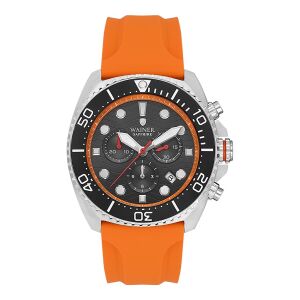 Wainer Erkek Kol Saati 44 MM Turuncu Silikon Kordon Siyah Kadran 20 ATM