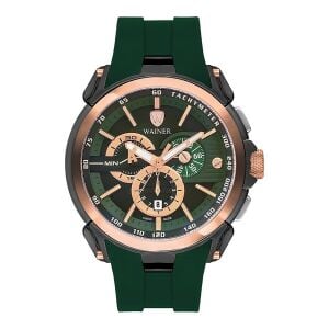 Wainer Erkek Kol Saati Yeşil Silikon Kordon Yeşil Kadran 48MM Kronograf Safir Cam 10 ATM