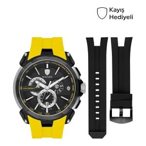 Wainer Analog Erkek Kol Saati 48 MM Sarı Silikon Kordon 10 ATM