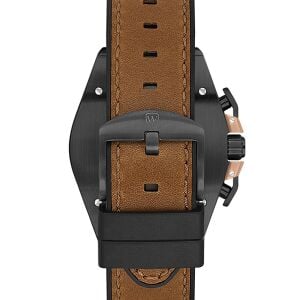 Wainer Erkek Kol Saati Kahverengi Deri Kordon Siyah Kadran 44MM Safir Cam 10 ATM Küçük Saniye